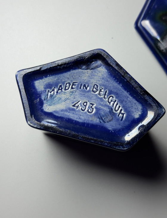 Image 1 of Boîte à couvercle Art Déco – Faïencerie de Thulin, Belgique, v. années 1930