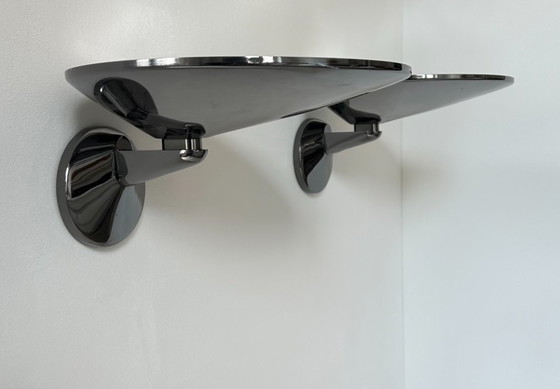 Image 1 of Coppia di applique vintage, metallo cromato, Italia 1970