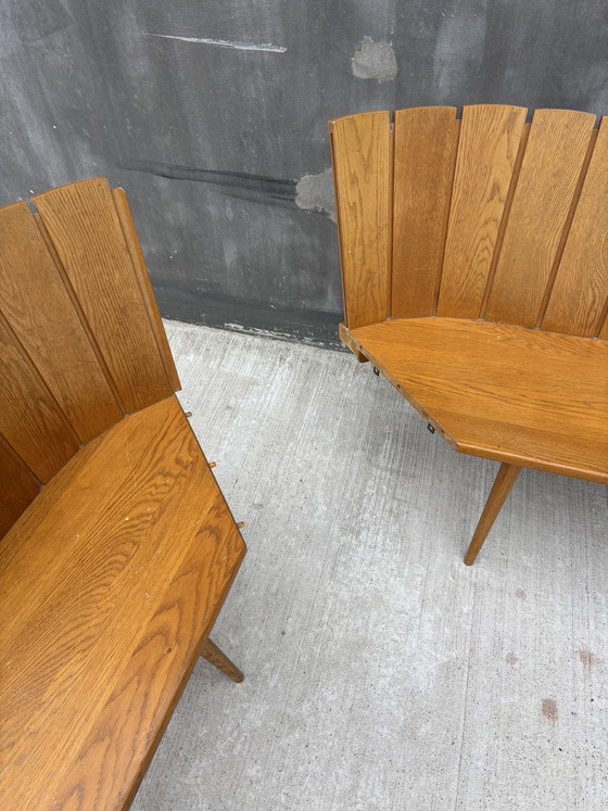 Image 1 of Divano angolare brutalista in rovere – design europeo anni '60/'70