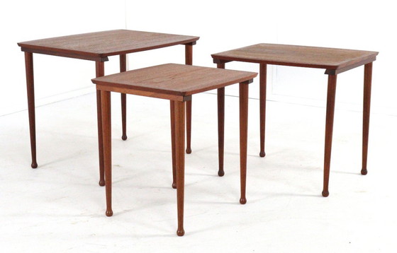 Image 1 of Jørgen Aakjær Jørgensen for Møbelintarsia nesting tables vintage Danish design