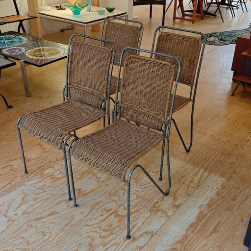 Sedie vintage in vimini e metallo