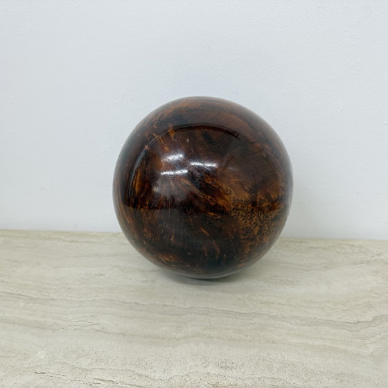 Image 1 of Large antique burl wood ball decorative wooden ball