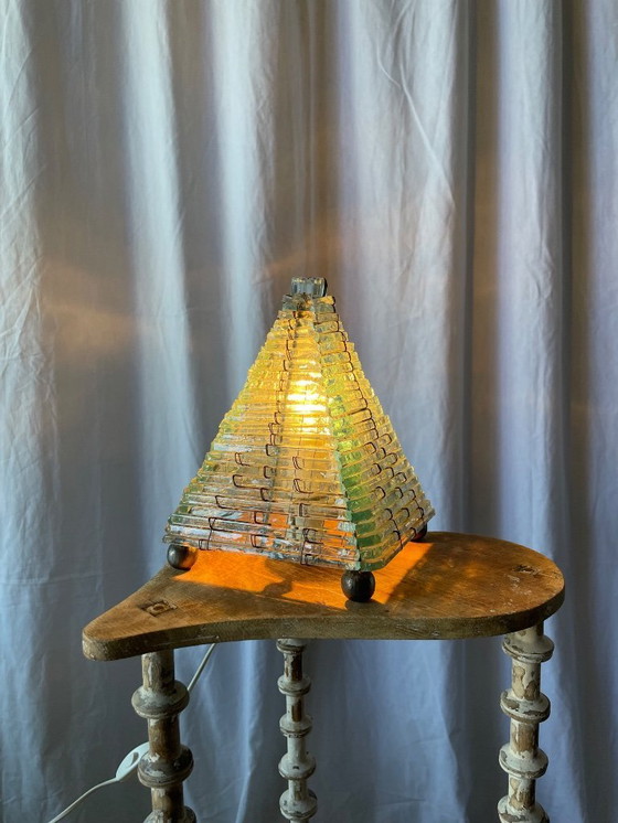 Image 1 of Brutalist glass lamp from the 1970s.