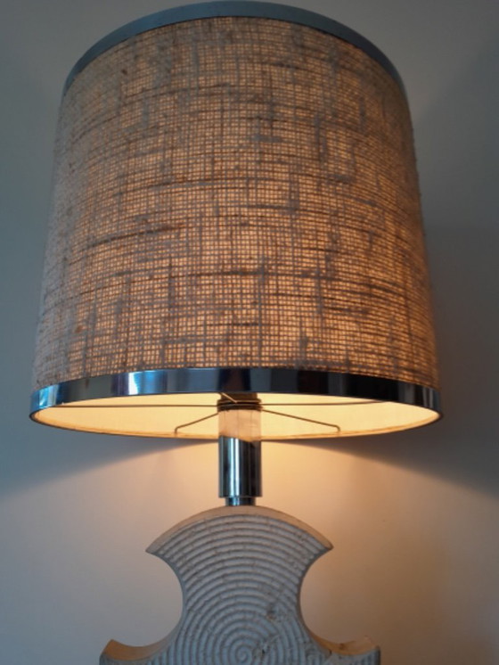Image 1 of Brutalistische lamp in Gard stone en chroom 1970