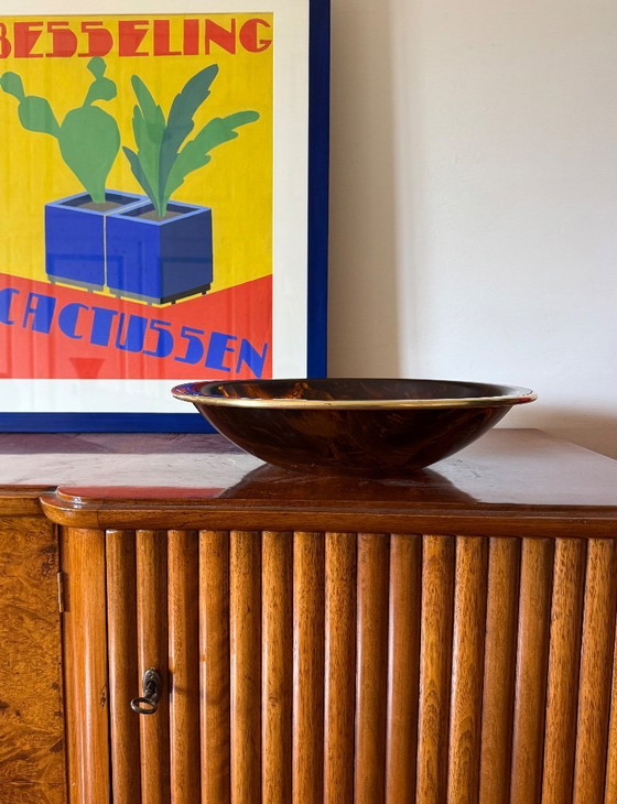 Image 1 of Hollywood regency brass and tortoiseshell lucite bowl / centerpiece, Italy 1970s