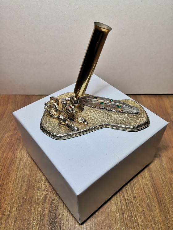 Image 1 of Fountain Pen / Penholder Brass Poodle Royal / Vintage 70's design