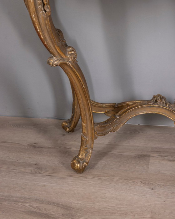 Antique classic style console table in wood decorated with mirror from the late 19th century, Gold (photo 9 of 21)