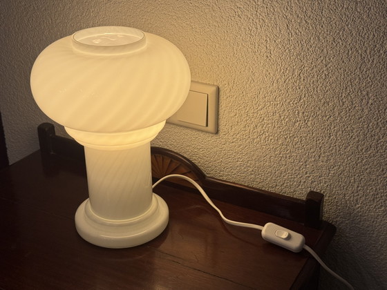 ✨ Vintage Murano Table Lamp | Mushroom Swirl | Lattimo | 1960s–70s | Mint Condition – Glass (photo 5 of 15)