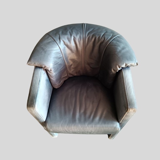 Image 1 of Rolf Benz Model 390 Club armchairs in gray leather, set of 2