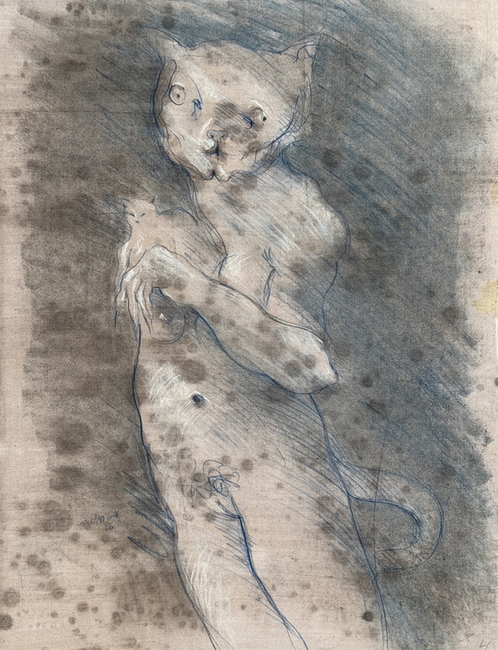 Image 1 of Robert Detheux - Surrealist cat painting 2005