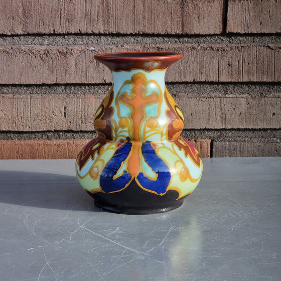 Image 1 of antico vaso in ceramica olandese, decoro Arnhem Creta, anni '20