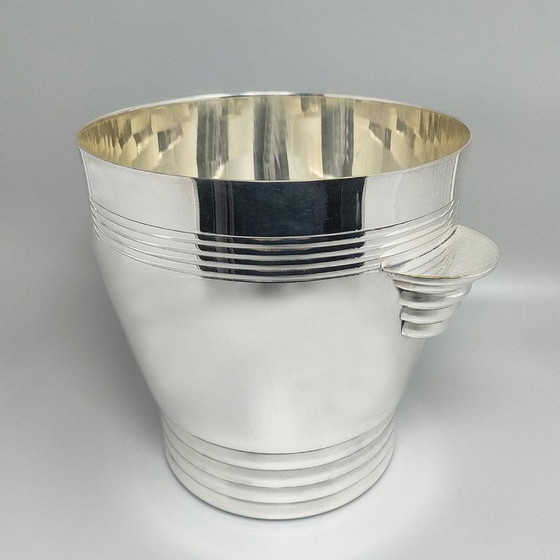 Image 1 of 1930er Jahre Wunderschöner Art Deco Eiskübel von Vuillermet aus versilbertem Stahl. Hergestellt in Frankreich