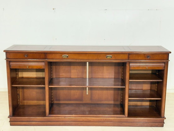 Image 1 of Classic mahogany office sideboard with roll-up doors/English colonial style/sideboard/1960s