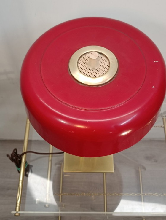 Image 1 of Perforated brass metal table lamp, 1954