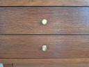 Meuble console à coudre, en bois de teck, réalisé sur mesure, pièce unique