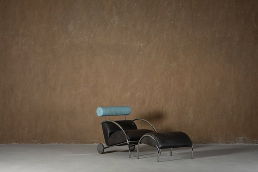 	Vintage COR Zyklus Loungestoel en Ottoman van Peter Maly, Duitsland jaren 1980