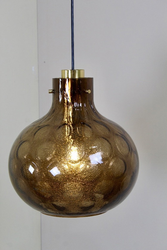 Image 1 of Lampada a sospensione in vetro fumé dal design vintage