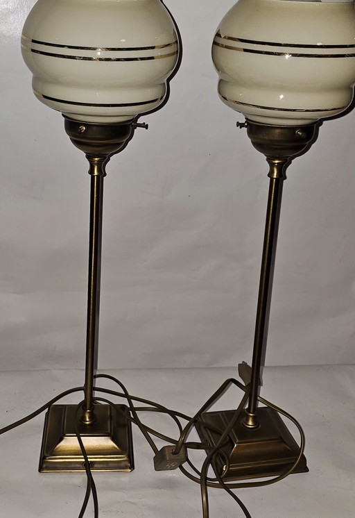 Uranium Lumi Lamp Art Deco Tafellampen – Uniek Uraniumglas / Annagroen set van 2