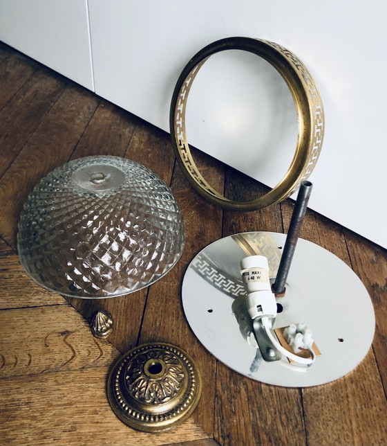 Image 1 of Lámpara de techo antigua de cristal y bronce de Maison L.GAU