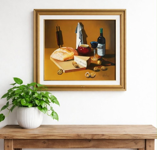 Oil on canvas still life signed Frechin