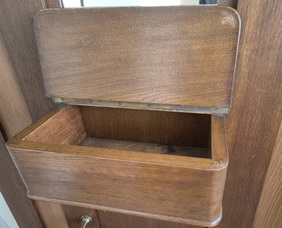 Image 1 of Porte-manteau Art déco avec miroir | Années 1930 | Bois massif