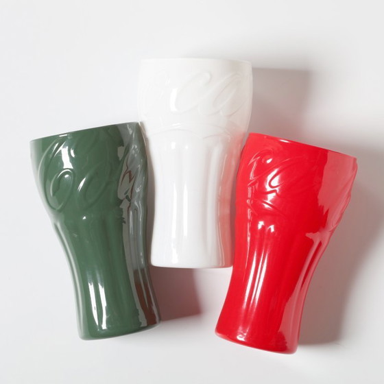 Image 1 of Set di 3 bicchieri Coca-Cola italiani / Bicchieri Coca-Cola tricolore verde, bianco e rosso
