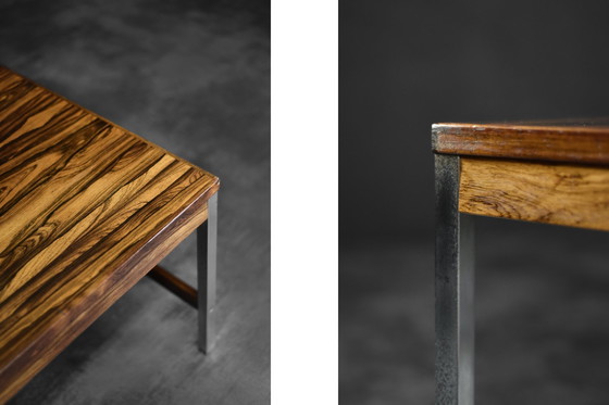 Image 1 of Tavolino da caffè grande vintage Mid-Century moderno in palissandro e alluminio di HMB Möbler Rörvik, Svezia, anni &#39;60