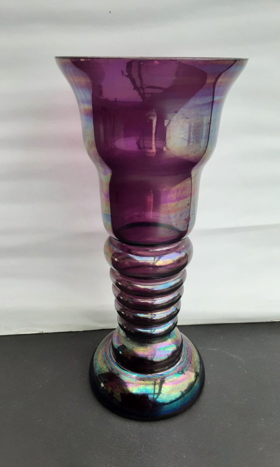 Image 1 of 3 x Doyer vases, crystal, very good, amethyst color