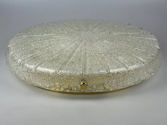 Image 1 of Lámpara de techo de los años 60 y 70, plafón empotrado de cristal de hielo Hillebrand