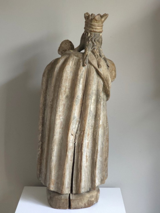Monumental Estatua Antigua de Roble de la Virgen con el Niño – Siglo XVII (80 cm) – Esculturas, Wood (photo 5 of 6)