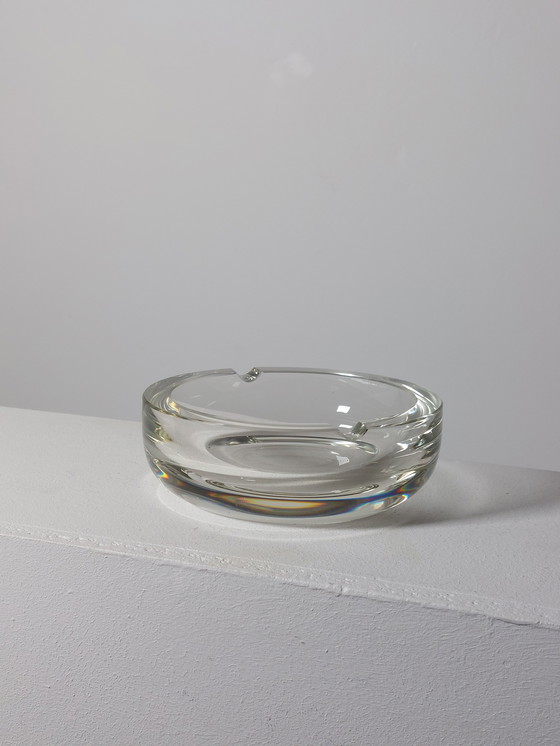 Image 1 of Large Vintage Mid Century Crystal Glass Cigar Ashtray