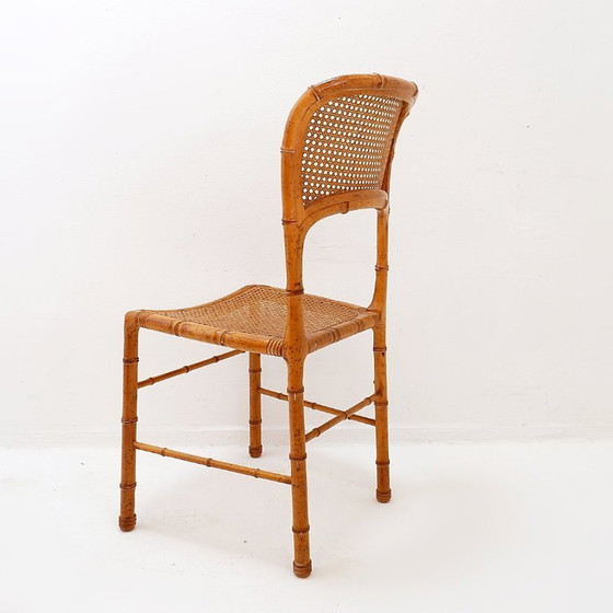 Image 1 of Poltrona d'accento vintage in stile organico, in finto bambù e canna - anni '60