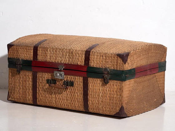 Antieke gevlochten bamboe koffer – China, circa 1920 – Reistassen, Paper, Metal, Vintage (photo 18 of 33)