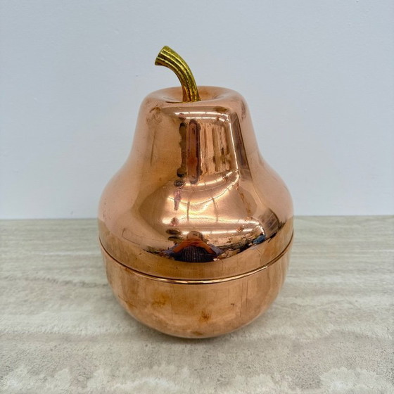Image 1 of Secchiello per il ghiaccio vintage Raymor a forma di pera, in rame, per champagne e vino, Italia, anni '70.
