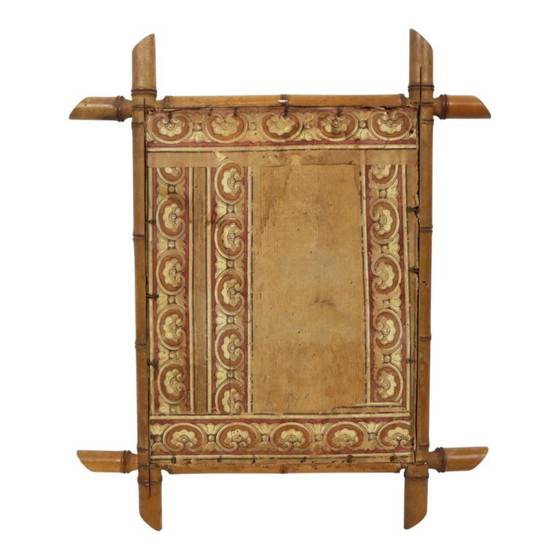 Image 1 of Franse Houten Spiegel Faux Bamboe Chinoiserie 57x47cm