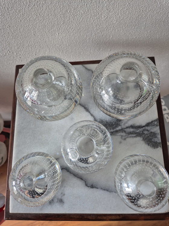 Image 1 of 5 clear glass spike balls, design A.D. Copier 1936, made by Glasfabriek Leerdam