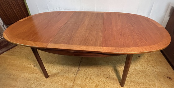 Image 1 of Mid Century Retro Vintage Teak Oval Extending Dining Table By Nathan