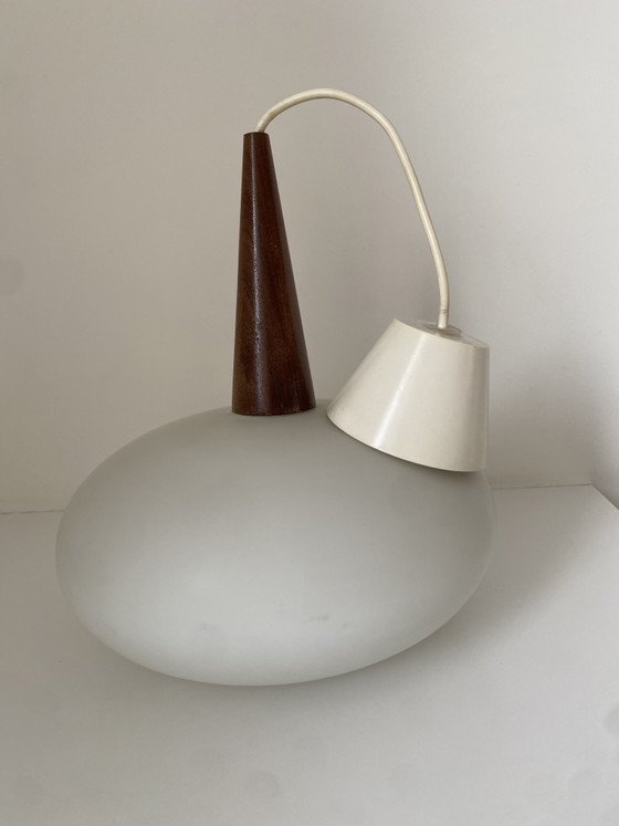 Vintage Louis Kalff "NG74" Hanglamp by Philips - Jaren 50/60 – Hanglampen, Glass, Wood (photo 3 of 9)