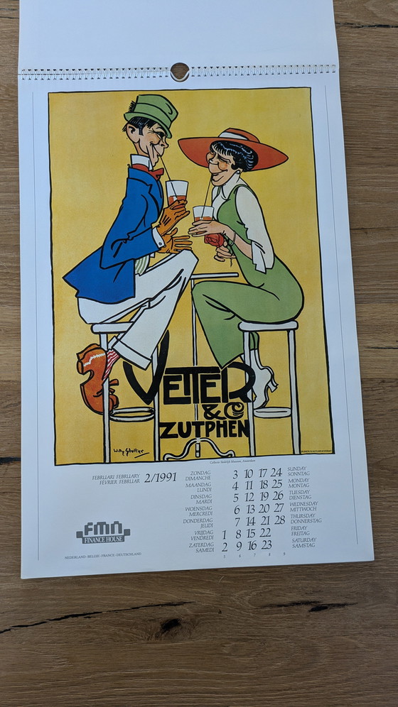 Image 1 of Poster vintage del calendario olandese del 1991 (società finanziaria)