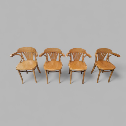 Set of 4 Mid - Century armchairs Chairs Thonet No 24 Furniture