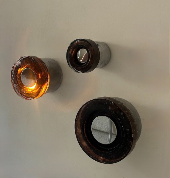 Image 1 of 3 appliques Limburg in cromo e vetro a bolle, Germania 1960