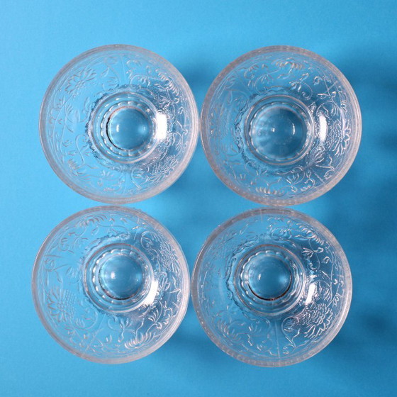 Image 1 of Set of 4 Mid-Century Pressed Glass Dessert Bowls Cibulak by Pavel Panek / 1977
