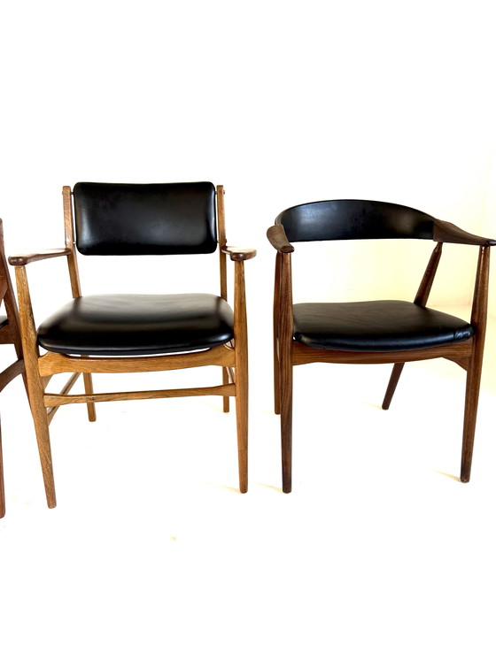 Image 1 of Ensemble de 6 chaises de salle à manger danoises vintage Mix & Match des années 60