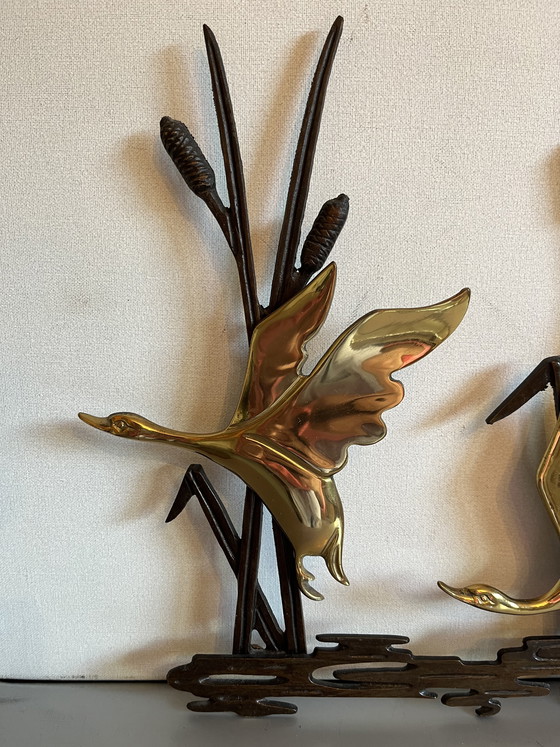 Image 1 of Uccelli decorativi da parete in ottone vintage