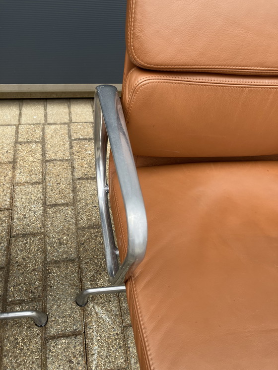 Image 1 of 4x Cognac Leather Vitra Office Chairs EA108 Softpad Swivel