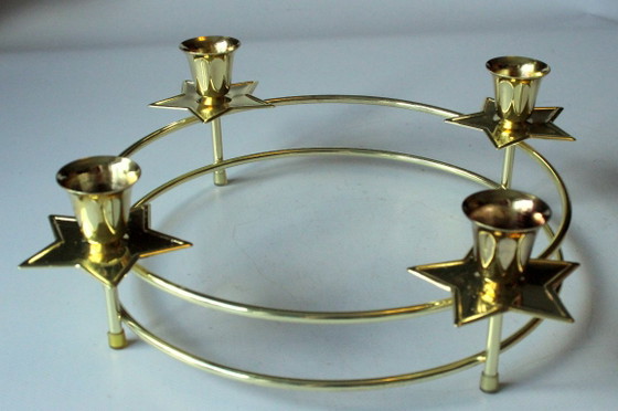 Brass Advent Wreath Candle Holder, Metal, Gold (photo 3 of 7)