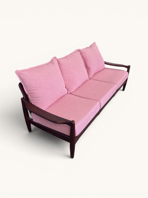 Danish Vintage 3-Seater Sofa With New Cushions – banken, Textile, Wood
