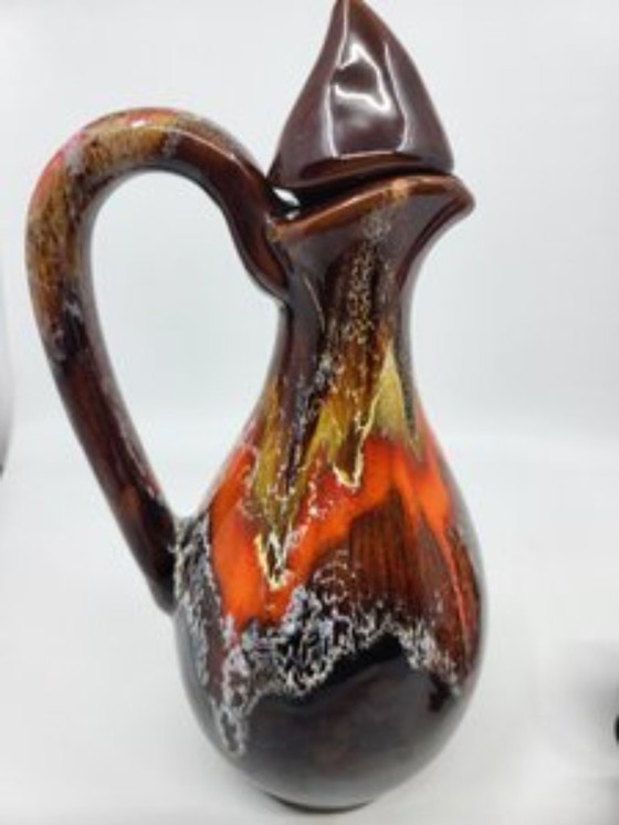 Image 1 of Vallauris keramiek koffieservies Frankrijk Côte-d'Azur 1960 vintage Set van 9