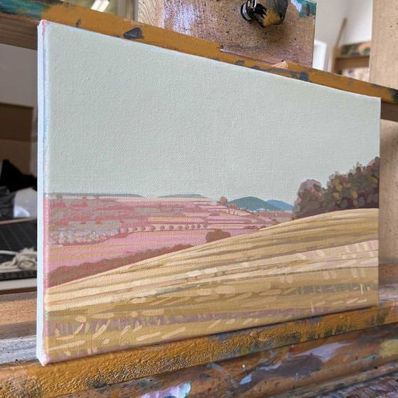 Image 1 of Paesaggio pastello, dipinto unico, pezzo unico dipinto a mano, 30 x 20 cm, pittura acrilica su tela