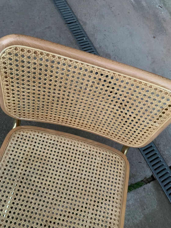 Mid-Century Modern Italian Marcel Breuer B32 Cesca Chair, 70s – Adjustable recliner chair, Metal, Brass (photo 2 of 8)